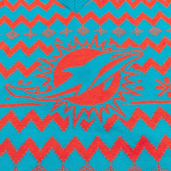 Miami Dolphins foco NFL Ugly Christmas Sweater Aqua Orange XL See Measurements - Picture 8 of 14